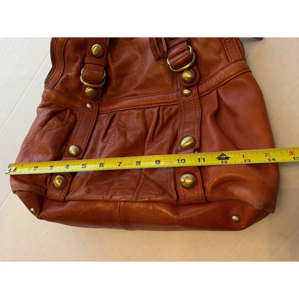 TANO Handbag Soft Leather Zip Shoulder Bag Hobo - Red Orange - Please Read